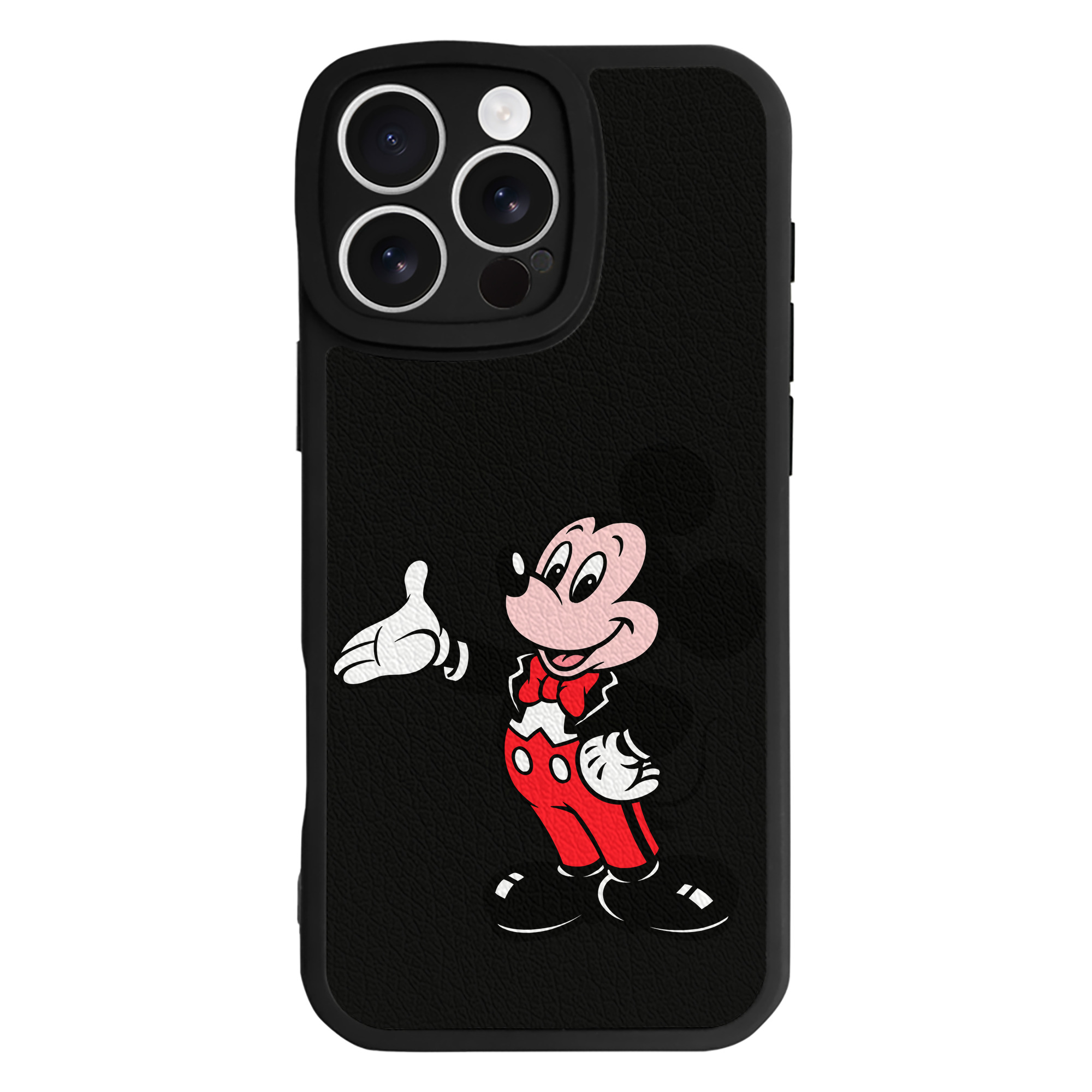 （画像用） ミッキーマウス Mickey Mouse 【iPhone 16シリーズ対応】シリコンスマホケース（レザー調） 材質：シリコン